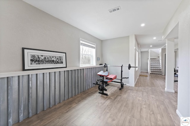917 N Washboard Rd, Sibley, MO 64088 - workout area featuring wood finished floors and recessed lighting
