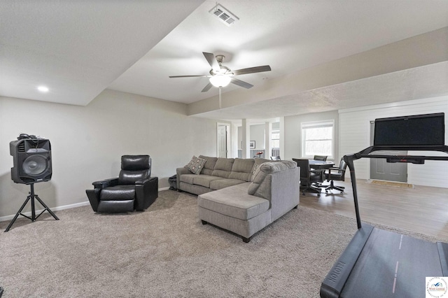 917 N Washboard Rd, Sibley, MO 64088 - living room with ceiling fan and wood finished floors