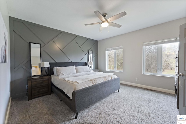 917 N Washboard Rd, Sibley, MO 64088 - bedroom with baseboards, carpet flooring, and a ceiling fan