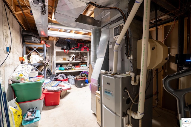 view of unfinished basement