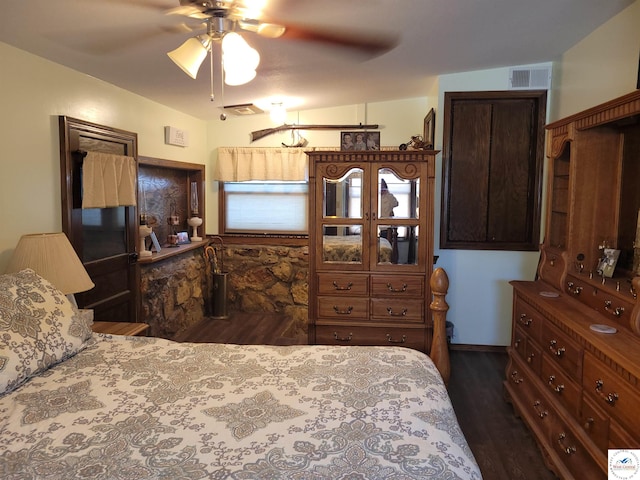 31150 Highview Rd, Edwards, MO 65326 - bedroom with dark wood-style floors and ceiling fan