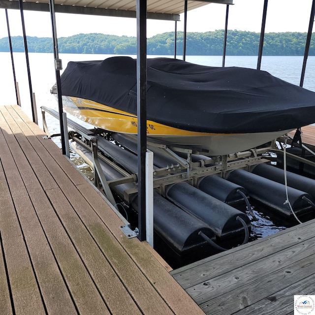 31150 Highview Rd, Edwards, MO 65326 - dock featuring boat lift and a water view