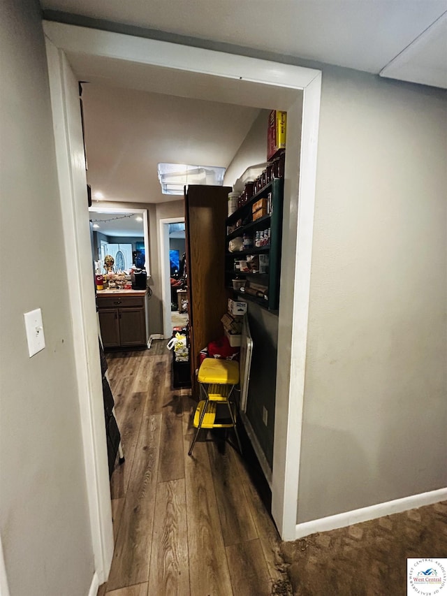 106 W Fairview St, Clinton, MO 64735 - hall with dark wood-style floors and baseboards