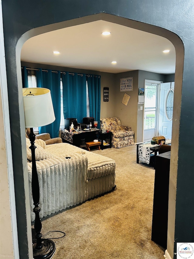 106 W Fairview St, Clinton, MO 64735 - carpeted bedroom with arched walkways and recessed lighting