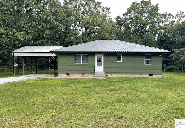 22756 Hickory Chapel Ave, Lincoln, MO 65338 - single story home with entry steps, a carport, gravel driveway, and metal roof