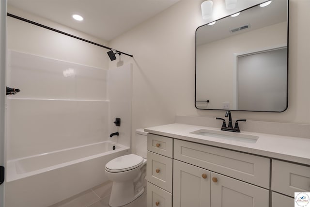1504 E 7th St, Sedalia, MO 65301 - bathroom featuring vanity, shower / bathtub combination, tile patterned flooring, and recessed lighting