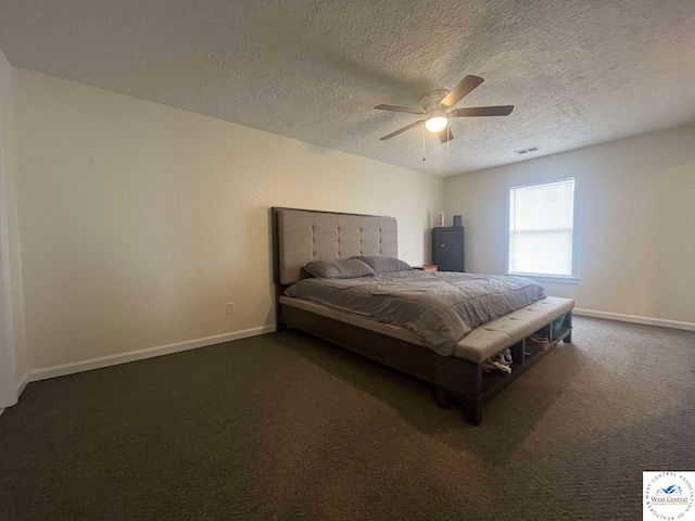 100 NW 4343 P Ln, Clinton, MO 64735 - bedroom with a ceiling fan, visible vents, carpet, baseboards, and a textured ceiling