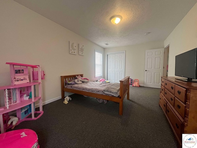 100 NW 4343 P Ln, Clinton, MO 64735 - bedroom with dark colored carpet, a textured ceiling, and a closet