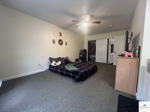 100 NW 4343 P Ln, Clinton, MO 64735 - bedroom featuring dark carpet, ceiling fan, baseboards, and a closet