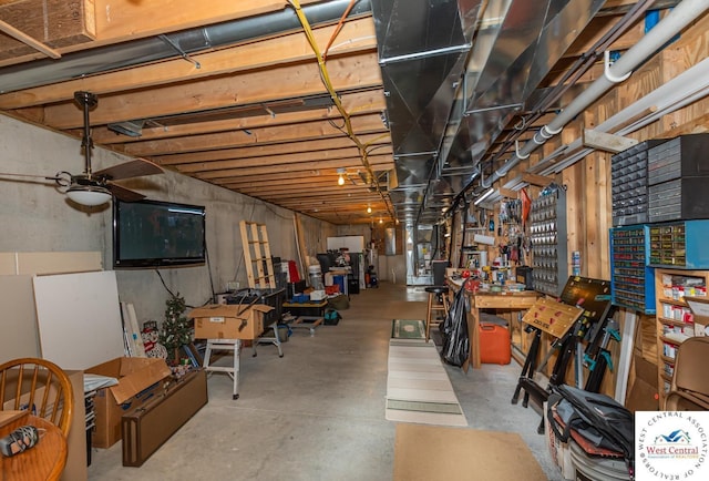 view of unfinished basement
