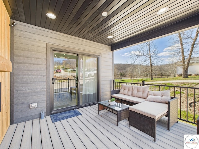 100 Mayerling Dr, Laurie, MO 65037 - wooden terrace featuring an outdoor living space