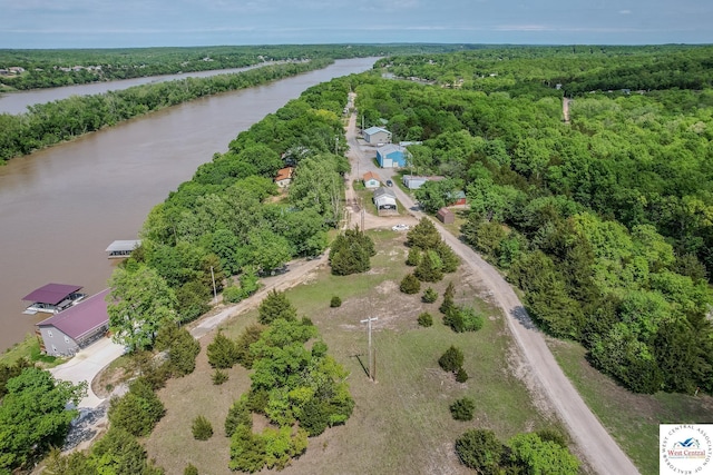 28848 Paradise Dr, Warsaw, MO 65355 - drone / aerial view with a water view and a wooded view