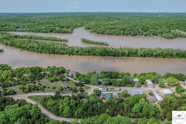 28848 Paradise Dr, Warsaw, MO 65355 - birds eye view of property featuring a water view and a view of trees