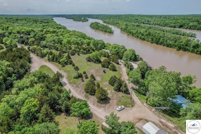 28848 Paradise Dr, Warsaw, MO 65355 - aerial view featuring a water view and a view of trees