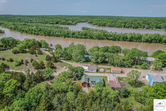 28848 Paradise Dr, Warsaw, MO 65355 - bird's eye view with a view of trees and a water view