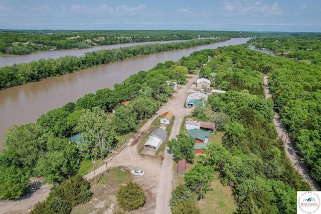 28848 Paradise Dr, Warsaw, MO 65355 - aerial view featuring a water view and a wooded view