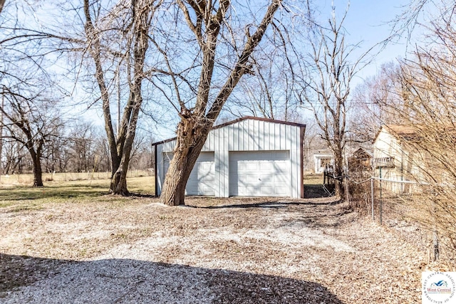 view of detached garage