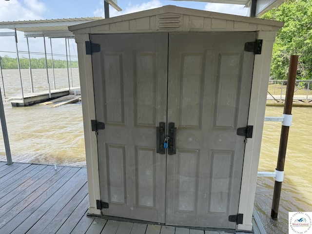 view of outdoor structure featuring a water view