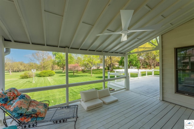 1715 Sycamore Dr, Sedalia, MO 65301 - deck with ceiling fan and a yard