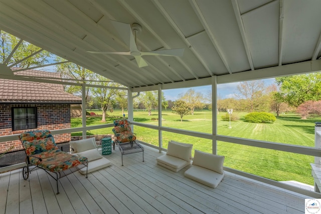1715 Sycamore Dr, Sedalia, MO 65301 - sunroom / solarium featuring a ceiling fan