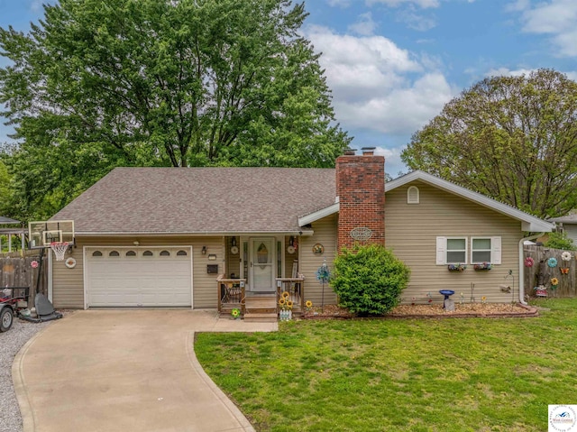 2510 Stephenson Ave, Sedalia, MO 65301 - ranch-style house with an attached garage, driveway, a chimney, and roof with shingles