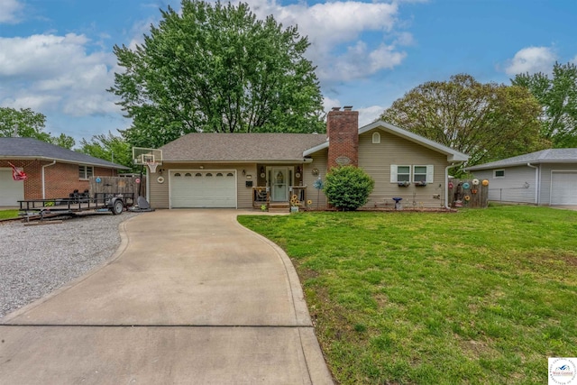 2510 Stephenson Ave, Sedalia, MO 65301 - ranch-style home featuring driveway, a chimney, and an attached garage