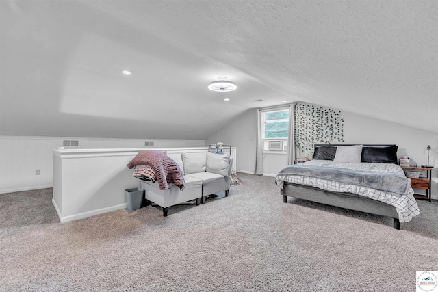 2510 Stephenson Ave, Sedalia, MO 65301 - carpeted bedroom featuring vaulted ceiling, cooling unit, a textured ceiling, and baseboards