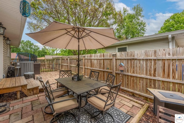 2510 Stephenson Ave, Sedalia, MO 65301 - view of patio featuring outdoor dining space, a fenced backyard, and central AC unit