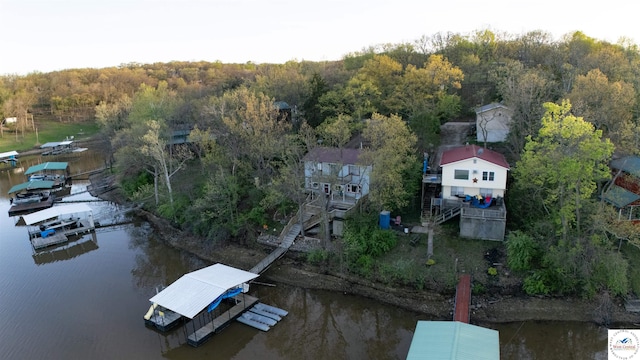 31560 Branch Ave, Warsaw, MO 65355 - birds eye view of property featuring a view of trees and a water view
