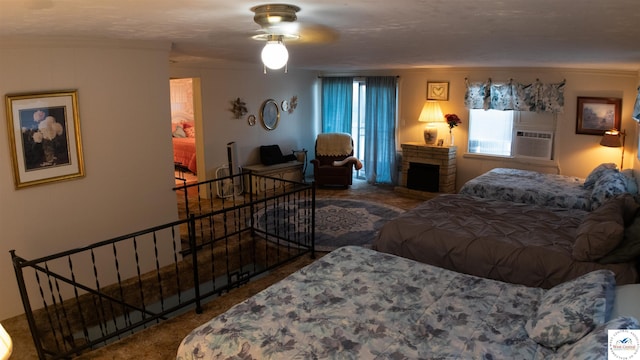 31560 Branch Ave, Warsaw, MO 65355 - bedroom with cooling unit, ornamental molding, and carpet floors