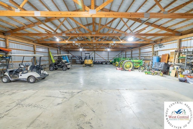 garage with metal wall