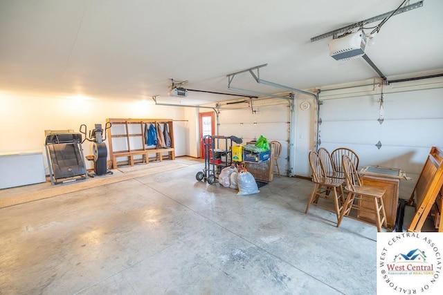 garage with a garage door opener