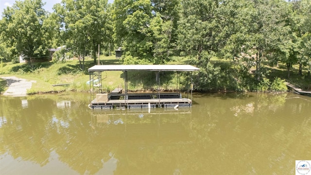 29139 Sandy Ln, Lincoln, MO 65338 - dock area with a water view, view of scattered trees, and boat lift