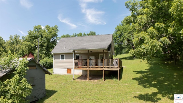 29139 Sandy Ln, Lincoln, MO 65338 - rear view of house with a lawn and a deck