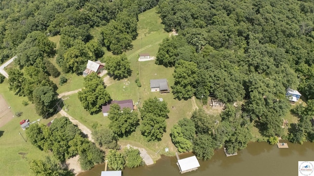 29139 Sandy Ln, Lincoln, MO 65338 - drone / aerial view of a nearby body of water and a heavily wooded area