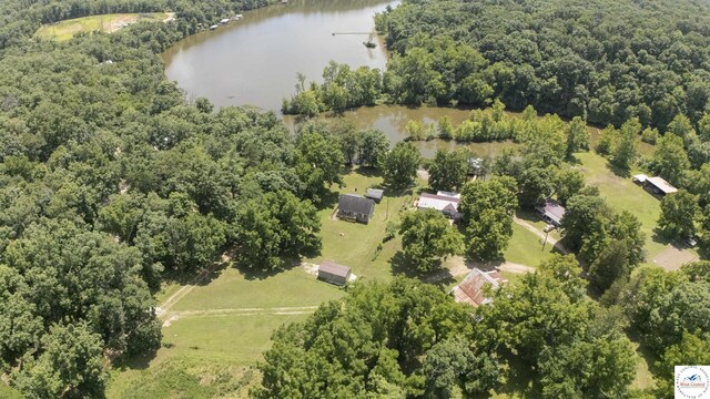 29139 Sandy Ln, Lincoln, MO 65338 - aerial view of property and surrounding area featuring a nearby body of water and a heavily wooded area