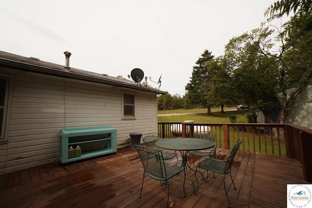 21609 Valley Rd, Warsaw, MO 65355 - wooden terrace featuring outdoor dining space