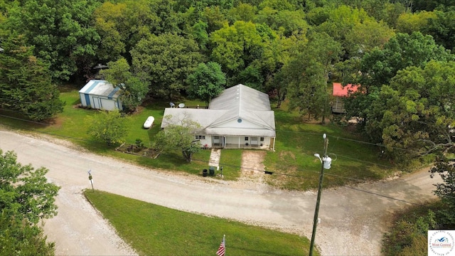 21609 Valley Rd, Warsaw, MO 65355 - birds eye view of property with a wooded view