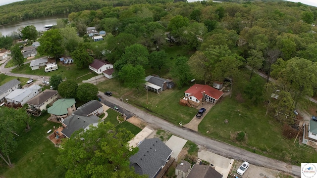 29781 Lake Road 57 Rd, Warsaw, MO 65355 - aerial view featuring a water view, a residential view, and a wooded view