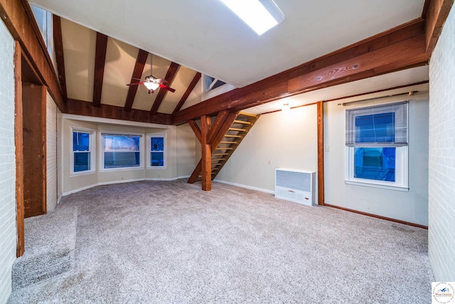 1315 Maple Ln, Sedalia, MO 65301 - bonus room with stairway, a ceiling fan, carpet floors, and vaulted ceiling
