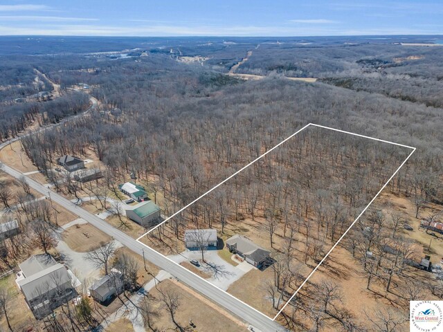 21439 Lost Rd, Warsaw, MO 65355 - birds eye view of property with a forest view