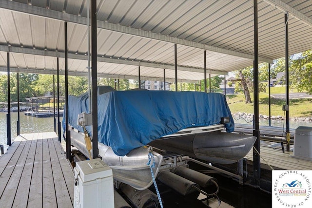 22714 Lake Dr, Warsaw, MO 65355 - dock area with a water view and boat lift