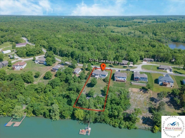 22714 Lake Dr, Warsaw, MO 65355 - view of property location with a large body of water and property parcel outlined