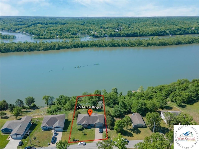 22714 Lake Dr, Warsaw, MO 65355 - view of property location with a large body of water and property boundaries highlighted