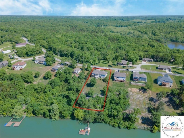 22714 Lake Dr, Warsaw, MO 65355 - aerial view of property's location with property boundaries highlighted and a large body of water