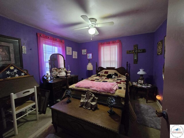 512 N Price Ln, Clinton, MO 64735 - bedroom with carpet and ceiling fan