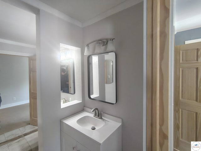 1105 Lay Ave, Warsaw, MO 65355 - bathroom featuring vanity and crown molding