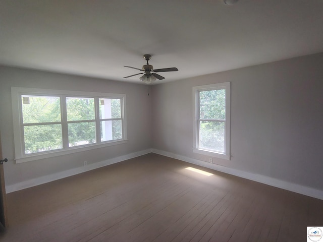 1105 Lay Ave, Warsaw, MO 65355 - spare room with dark wood-style flooring, plenty of natural light, and ceiling fan