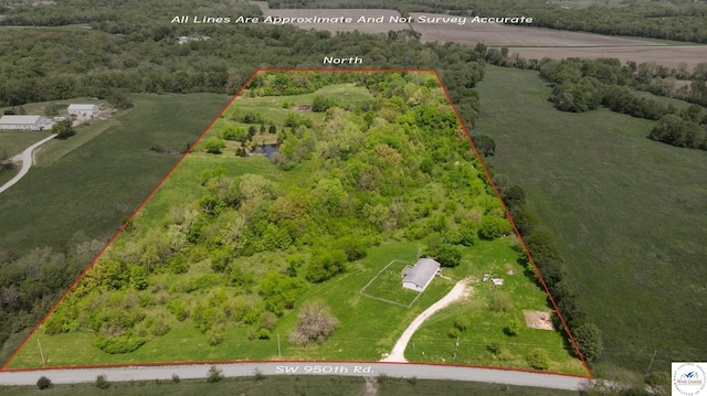 253 SW 950th Rd, Chilhowee, MO 64733 - view of rural area with property boundaries highlighted and a forest