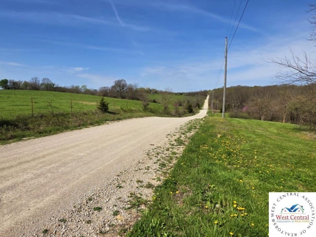 view of street with a rural view